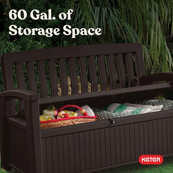 Keter 60 Gallon Storage Bench Deck Box - Image 8
