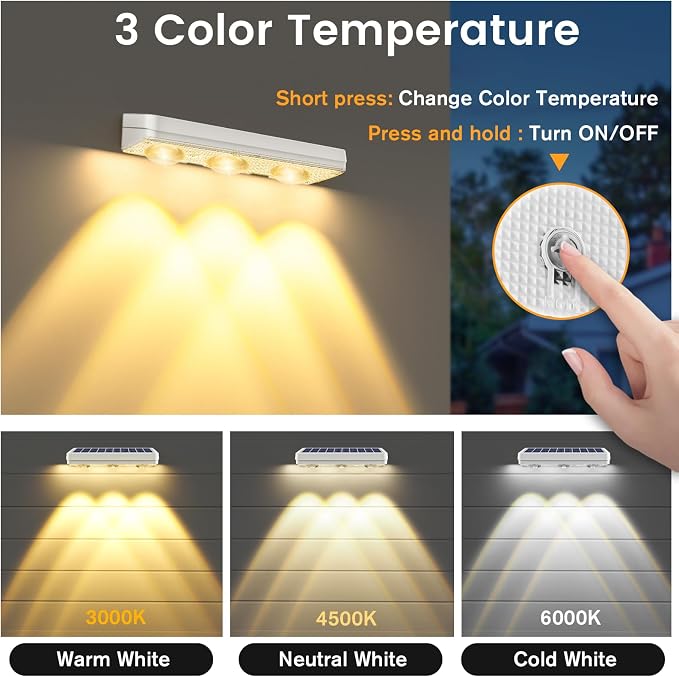 Solar Fence Lights Outdoor, Warm/Natural/Cool White, IP65 Waterproof, Fence - Image 2