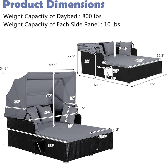 Tangkula Patio Rattan Daybed - Image 4