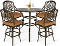 VIVIJASON 5-Piece Patio Swivel Bar Stools Set, All Weather Cast Aluminum by VIVIJASON