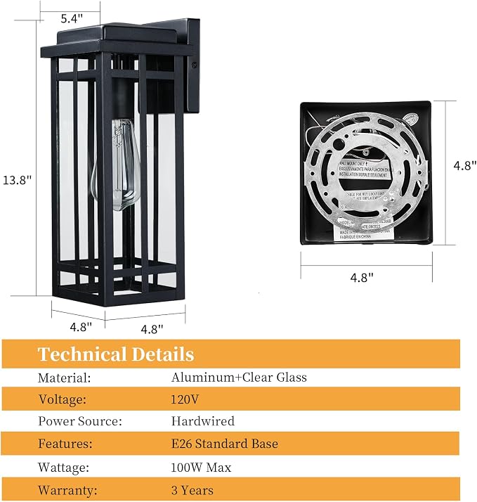 13.8'' Outdoor Wall Light Fixtures 2 Packs, Exterior Lighting Fixtures Wall - Image 7
