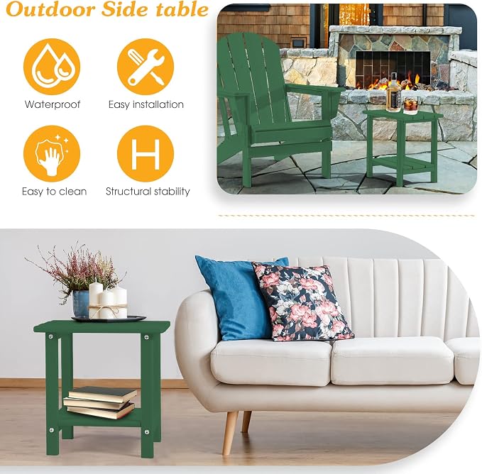 Adirondack Outdoor Side Table, 2-Tier Sturdy Patio End Table Weather Resistant - Image 5