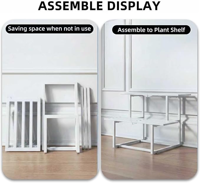 Metal Plant Stand Indoor, Outdoor Iron Plant Shelf, Heavy Duty Slatted Display - Image 3
