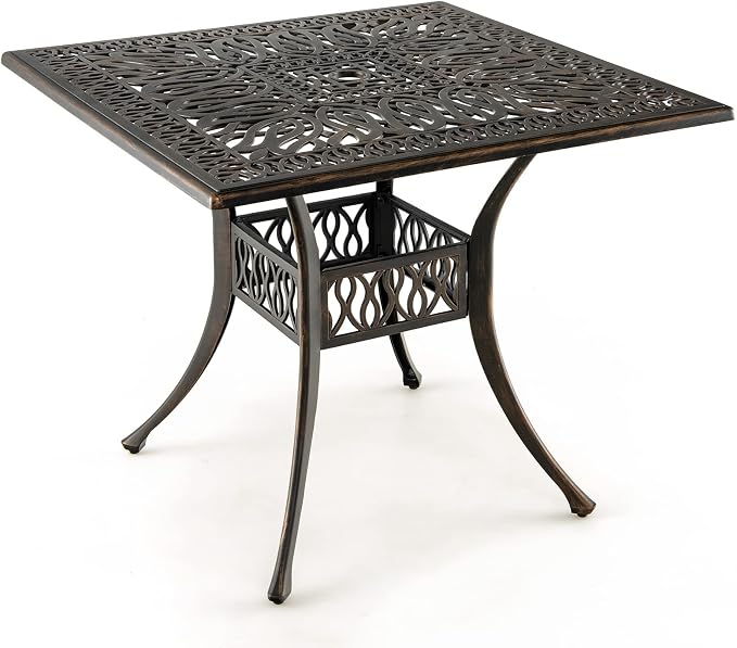 Tangkula 35.4 Inches Outdoor Dining Table, All-Weather Cast Aluminum Table by TANGKULA