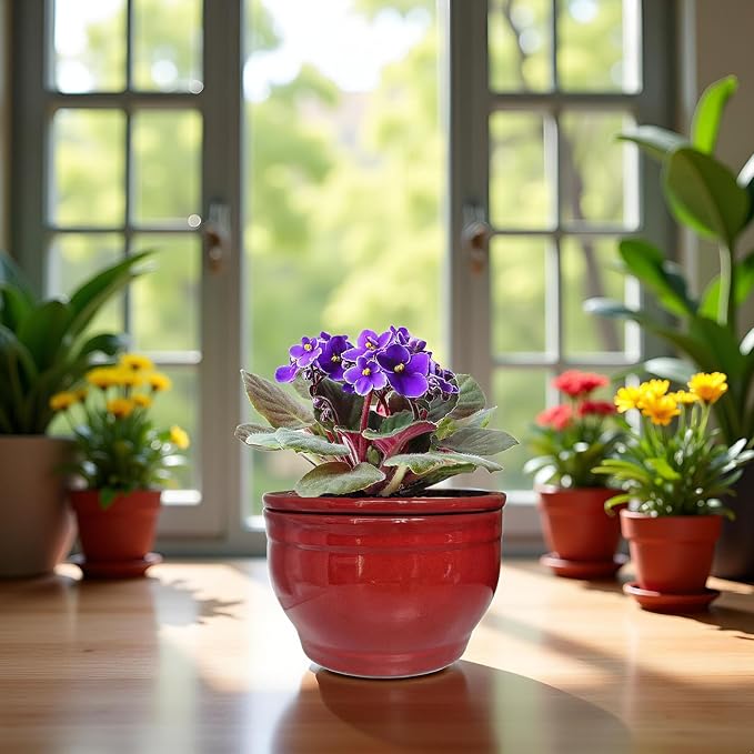 African Violet Pots Self Watering Round Ceramic Violet Pot - Image 2