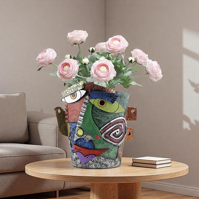 Picasso Abstract Face Flower Pot, Unique Resin Crafted Planter - Image 6