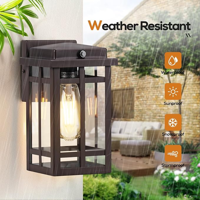 9.76'' Dusk to Dawn Outdoor Wall Light 2 Packs, Exterior Fixture Mount - Image 3