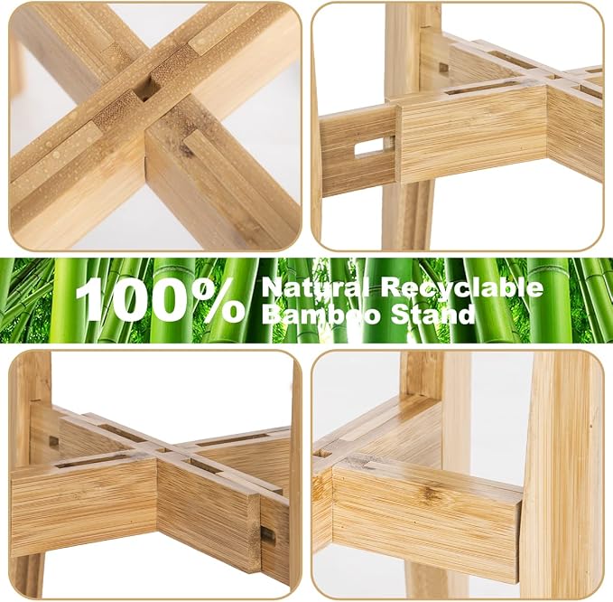 OERGKE Adjustable Plant Stand Indoor, Bamboo Mid Century Modern Plants Stands - Image 5