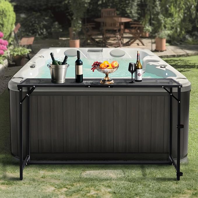 REDCAMP 55 Inch Outdoor Bar Table, 2 Pack Folding Paito Bar Height Hot Tub Table - Image 2