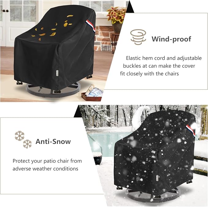 Patio Chair Covers Waterproof Heavy Duty Patio Furniture Covers, 30W x 34D x - Image 7