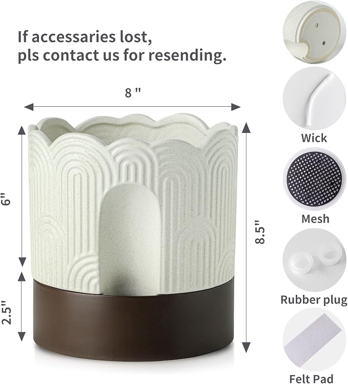 Nihow Self Watering Plant Pot: 8 Inch Ceramic Planter - Image 2