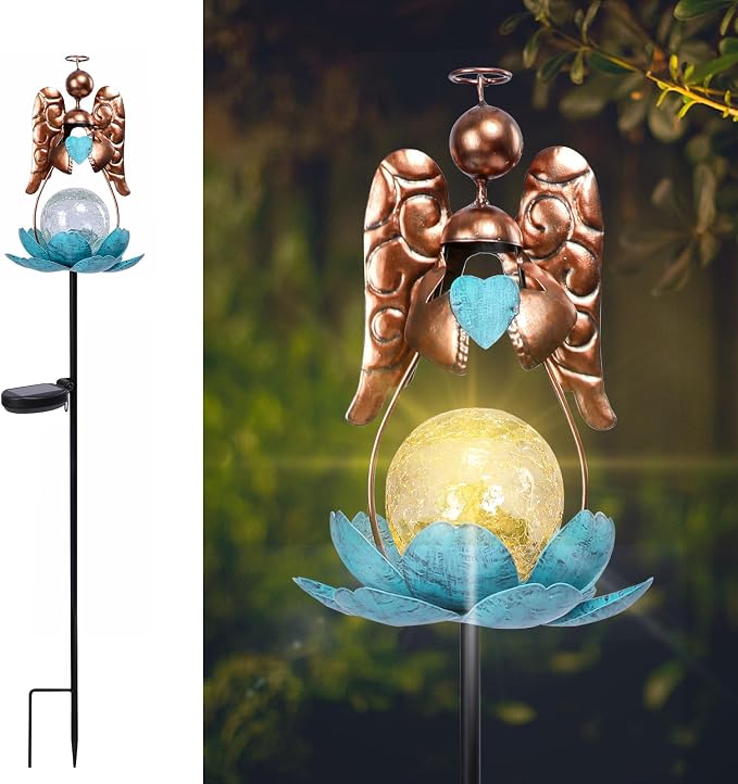 Solar Garden Lights Metal Flower Decor Colorful Solar Pathway Light by VCUTEKA