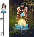 Solar Garden Lights Metal Flower Decor Colorful Solar Pathway Light by VCUTEKA