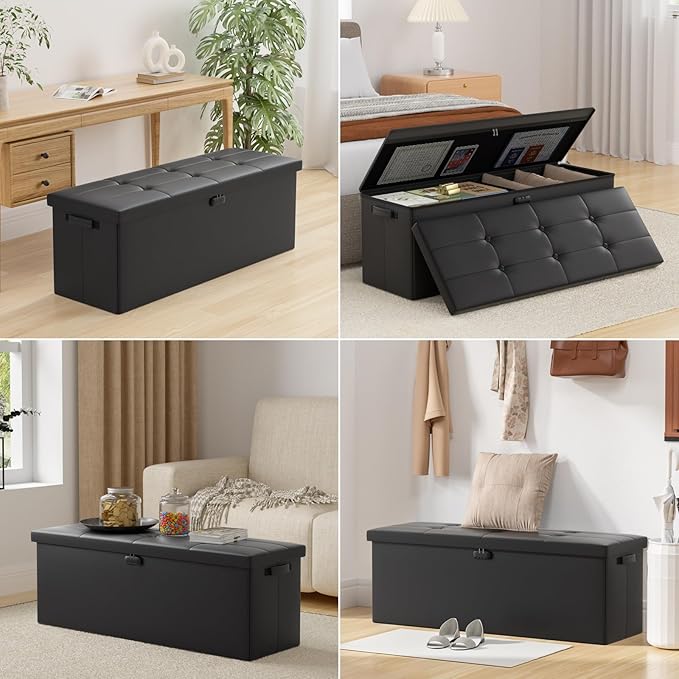 ENGPOW Storage Ottoman, Fireproof Folding Bench - Image 3