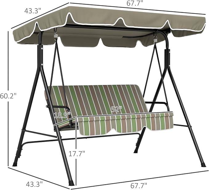 Outsunny 3-Seat Outdoor Patio Swing Chair - Image 7