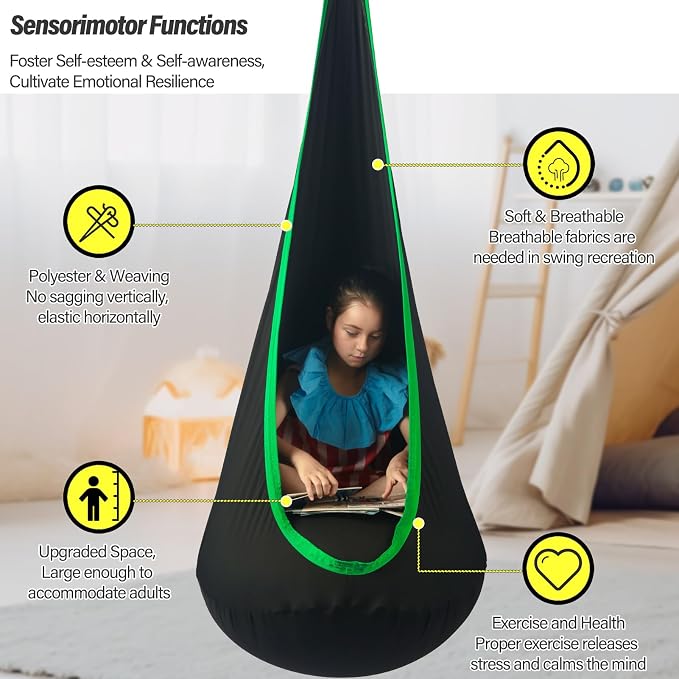 Kids Pod Swing Seat, Max 300 Lbs, Child Sensory Swing Chair Indoor & Outdoor - Image 5