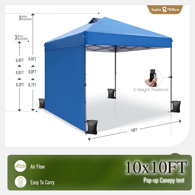 Canopy Tent Pop Up 10x10 ft One Person Push Set Up Tent, Outdoor Canopies - Image 7