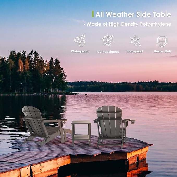GREENVINES Adirondack-Outdoor-Side-Table | 14 x 13 Inches | HDPE Plastic | All - Image 6