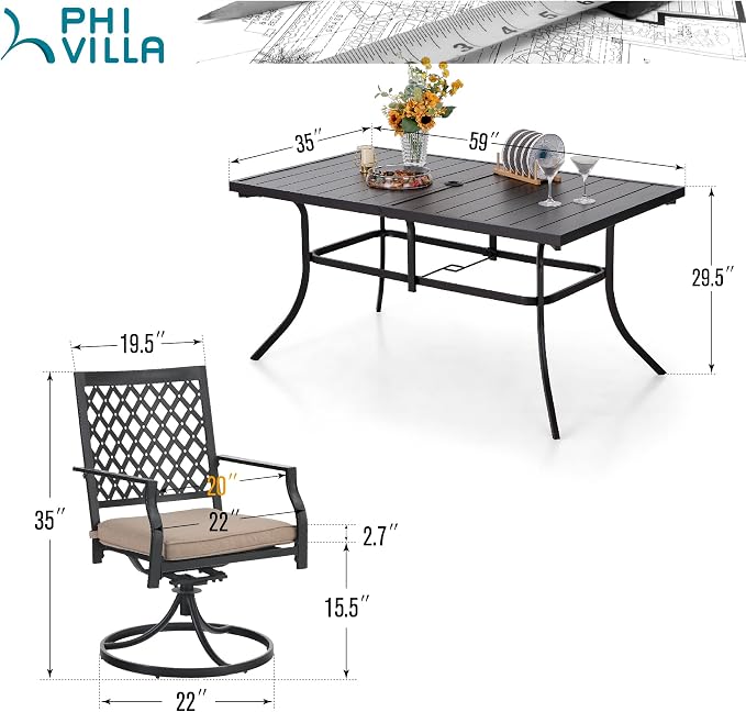 PHI VILLA 7 Pieces Outdoor Dining Set - Image 9