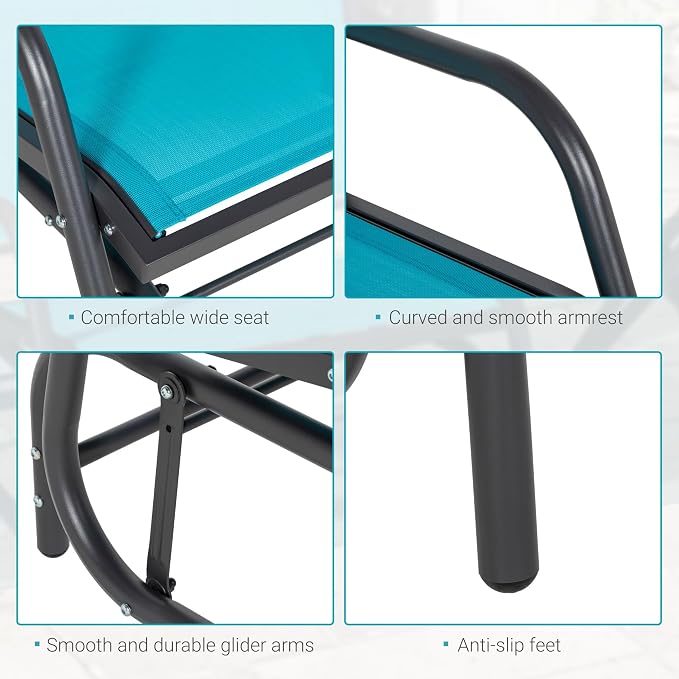 Outsunny Porch Glider, Metal Frame Swing Glider Chair - Image 7
