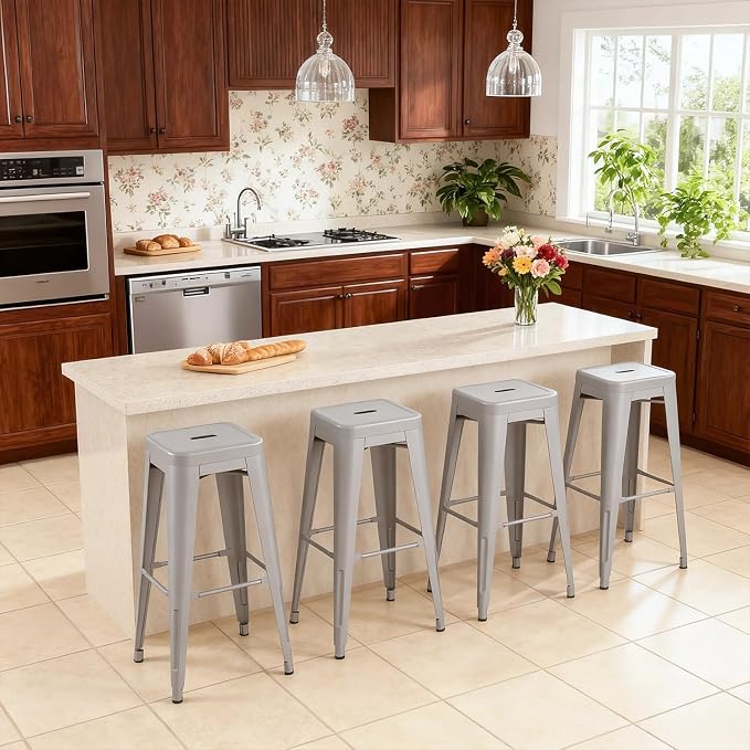 Stackable Metal Bar Stool Backless Indoor-Outdoor Counter Stools Fullmetal - Image 9