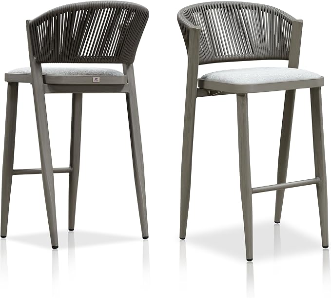 PURPLE LEAF Set of 2 Bar Stools Outdoor Barstools by PURPLELEAF