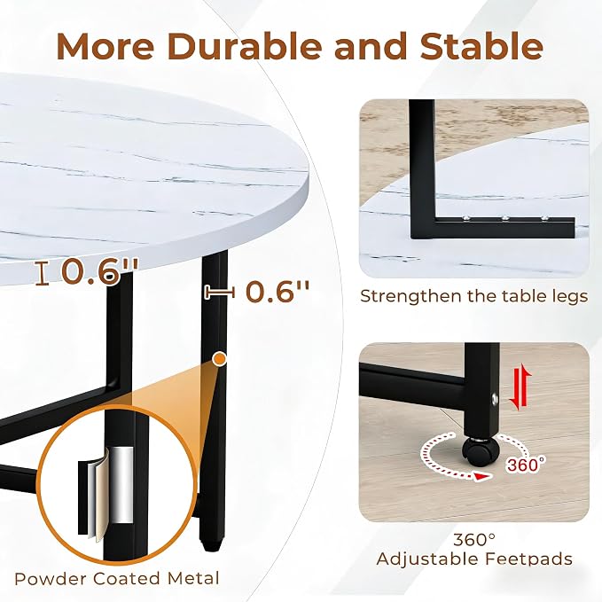 Coffee Table, 31.5" Large Round Coffee Table - Image 5