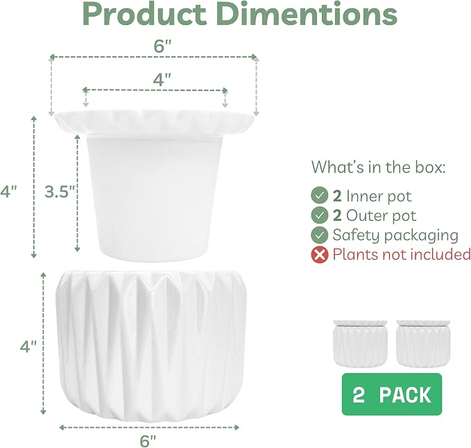 6 Inch African Violet Pots Self Watering, Ceramic Planter - Image 4