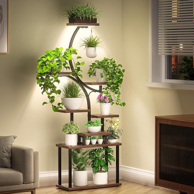 Plant Stand Indoor with Grow Light, 8 Tiered 66" Tall Plant Shelf, Corner Large - Image 9
