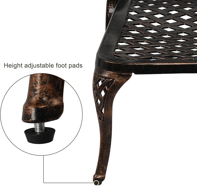 VINGLI Cast Aluminum Outdoor Chaise Lounge Chair - Image 6