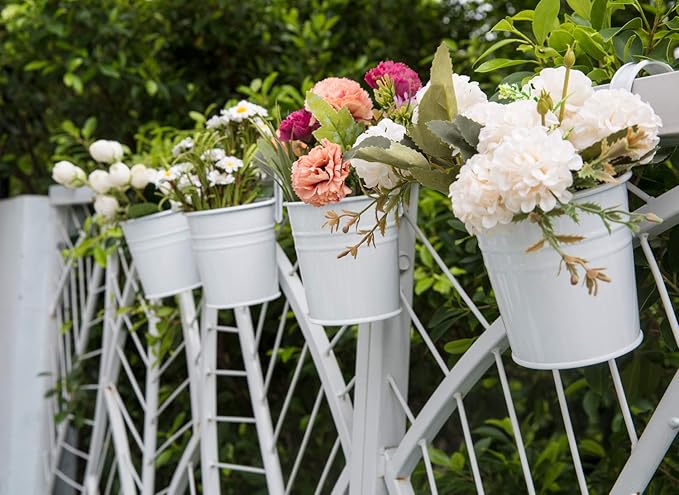 Dahey 10 Pcs Hanging Flower Pots Metal Iron Bucket Planter - Image 4