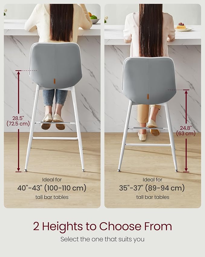VASAGLE Bar Stools Set of 2, Counter Height Bar Stools - Image 2