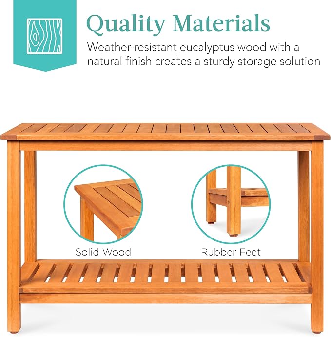 Best Choice Products 48in 2-Shelf Eucalyptus Wooden Console Table Indoor - Image 6