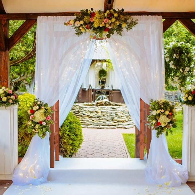 GYMAX Wood Arbor Arch, Outdoor Ceremony Wedding Bridal Decor - Image 3