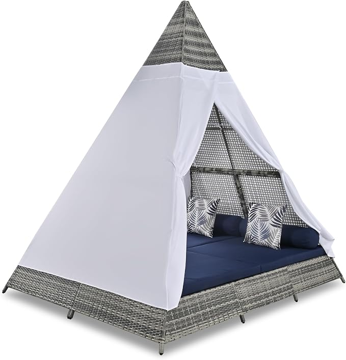 SOFTSEA Outdoor Sunbed with Cushions and Colorful Pillows, Patio Tent Shape - Image 7