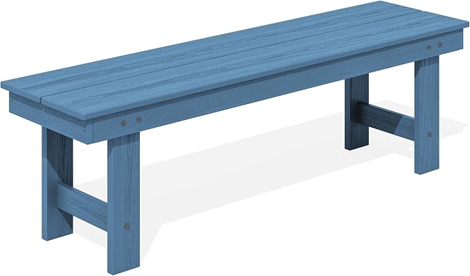 SERWALL 2-Person Outdoor Bench Backless, HDPE Outdoor Benches Weatherproof by SERWALL