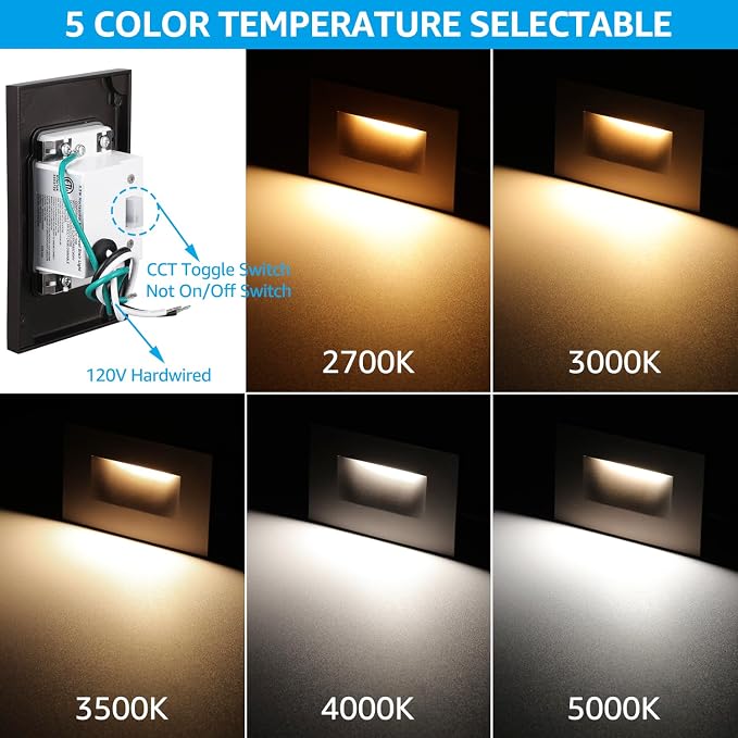 LEONLITE 12-Pack Premium Series 5CCT 120V LED Step Lights, Dimmable 3.5W Indoor - Image 2