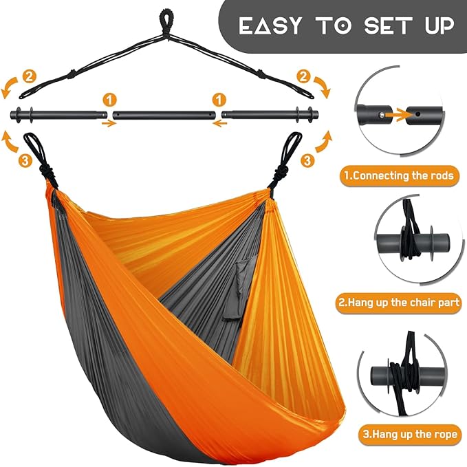 Hammock Chair, Portable Large Hanging Rope Swing, Lightweight Nylon Parachute - Image 7