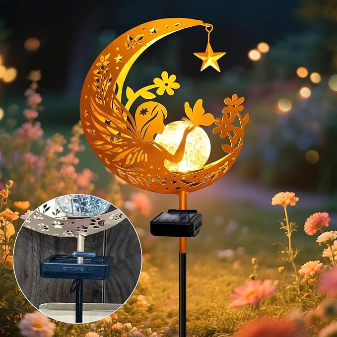 ZNYCYE Solar Lights Outdoor Decorative Moon Angel Solar Stake Lights Pathway - Image 9
