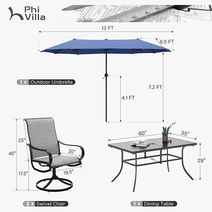 PHI VILLA 8 PCS Patio Dining Set - Image 7