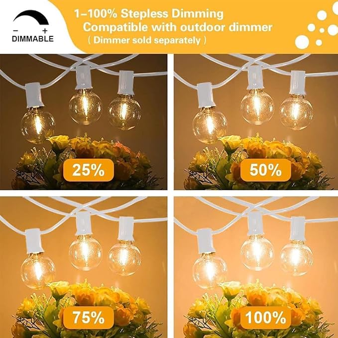 SUNTHIN Outdoor White String Lights, 27FT White Patio Lights - Image 5