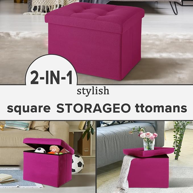 LINMAGCO Small Storage Ottoman Stool Foot Rest Stool Under Desk Stool Short - Image 7