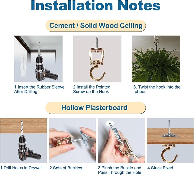 ONIKK Ceiling Hooks for Hanging Plants, Heavy Duty Metal Plant Hooks, Screw in - Image 4