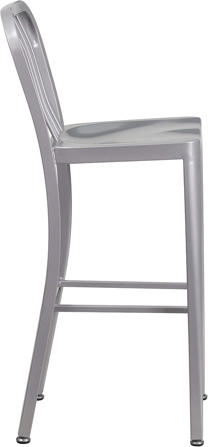 Flash Furniture Commercial Grade 30" High Silver Metal Indoor-Outdoor Barstool - Image 7