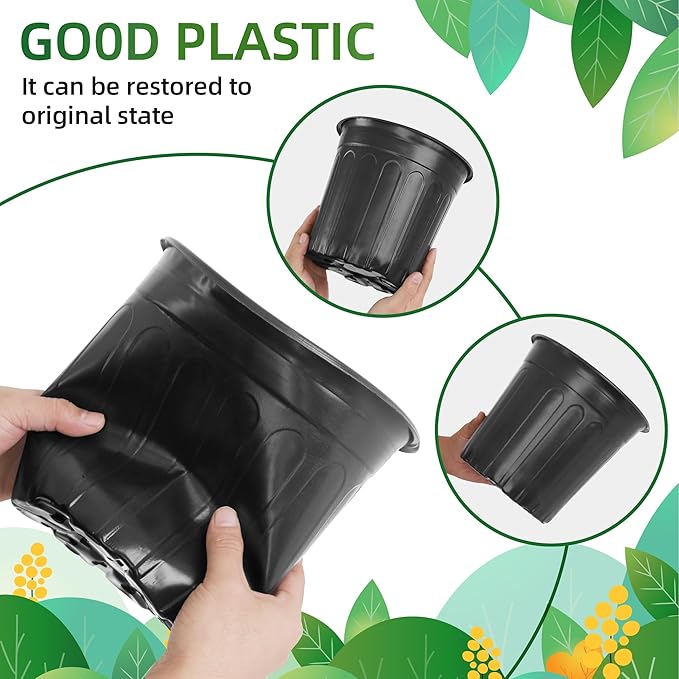 50 Pcs 2 Gallon Nursery Pots, Thickened Soft Plastic Plant Pots - Image 5