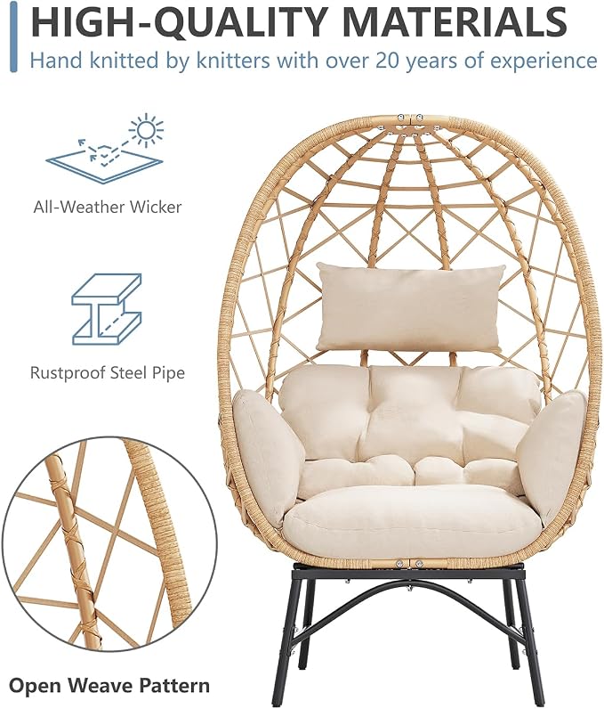 SWITTE Wicker Egg Chair Outdoor, Oversized Patio Lounge Chairs - Image 7
