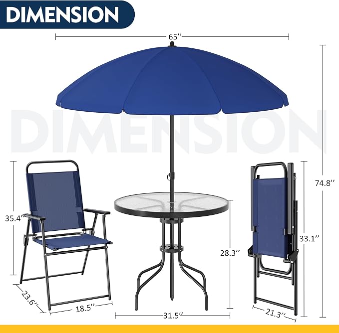 Shintenchi 6 Piece Patio Dining Set - Image 6
