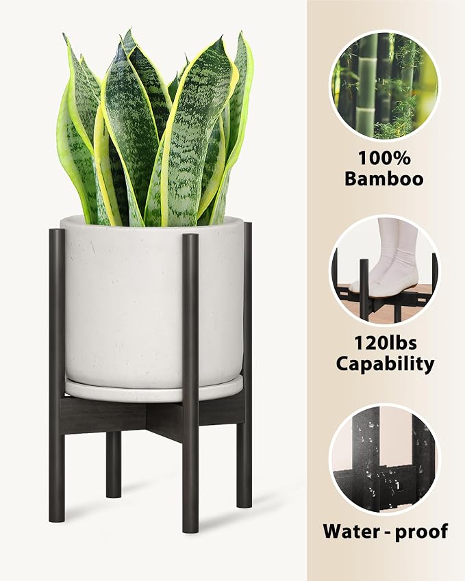 Adjustable Plant Stand Indoor, Bamboo Plant Stand Fits 8 9 10 11 12 Inches - Image 2