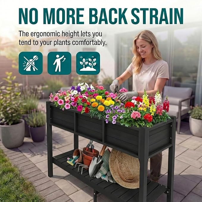 YITAHOME 48x18x30in Raised Garden Bed HDPE, Weather-Resistant Poly Lumber - Image 6