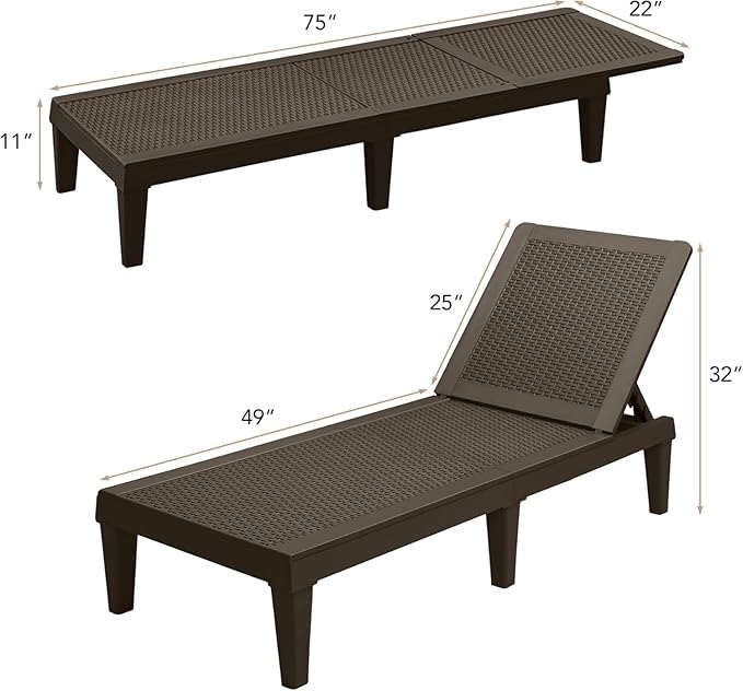 Devoko Outdoor Chaise Lounge Chair Set of 4 - Image 2